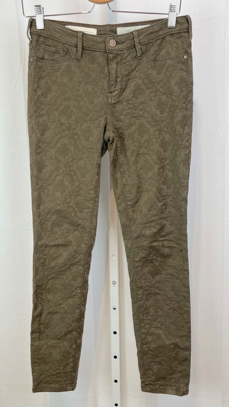 PILCRO Letterpress Size 28 Anthropologie Jacquard Serif Cropped Pants Dark Brown